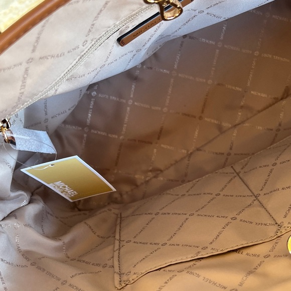 Michael Kors Jet Set Travel Medium Carry All tote&wallet brown Signature stripe - Picture 2 of 9